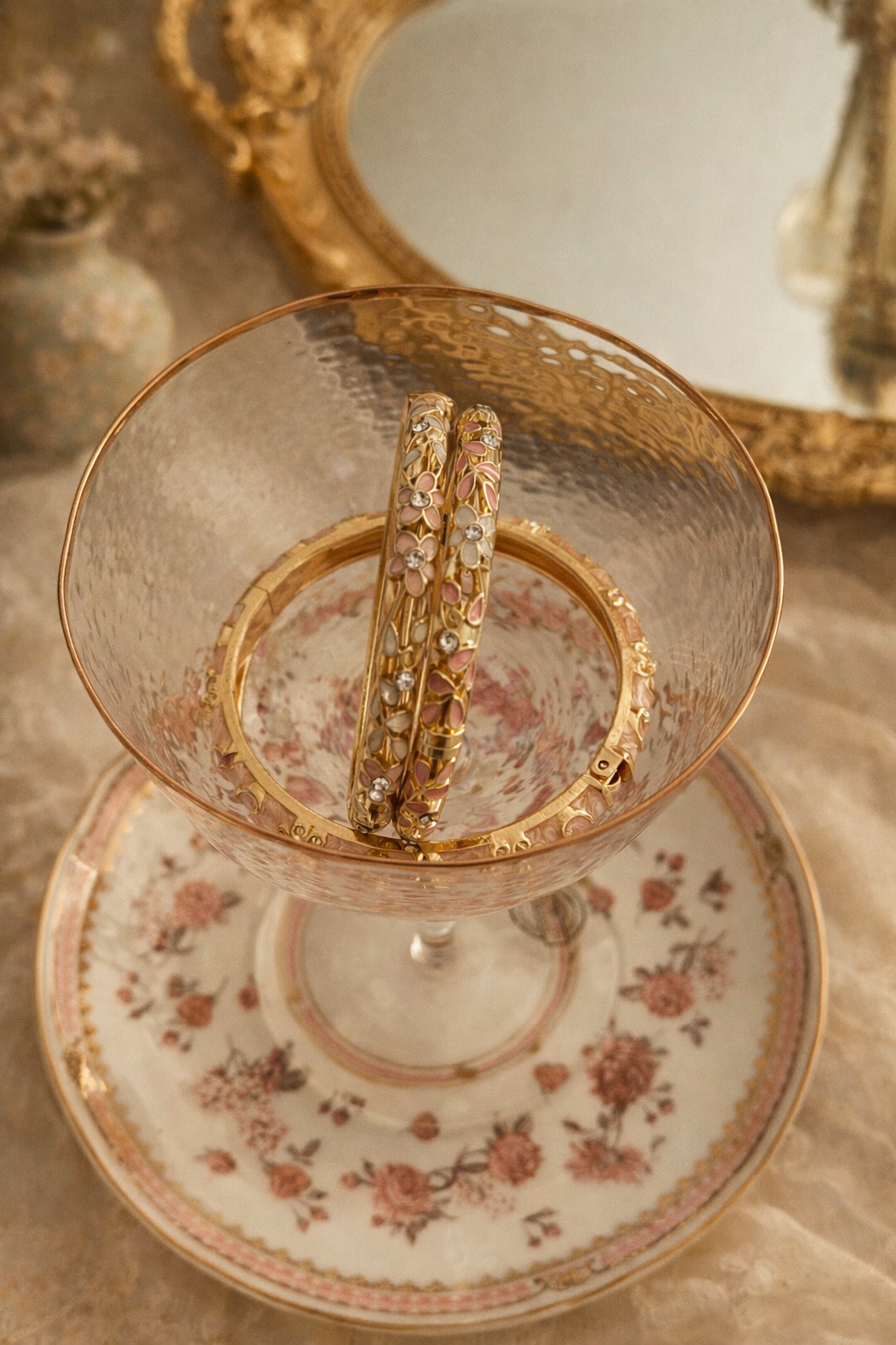 Delicate gold bangles