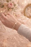 Gold Plated 14K Tennis Bracelet w/ Mother-of-Pearl Clover